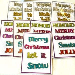 Lot of 9 brand new glitter words holiday stickers